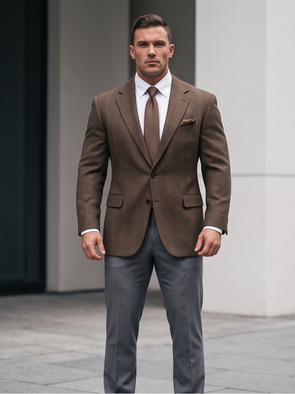 Austin Reed Brown Checked Sport Coat - Tailored Two-Button